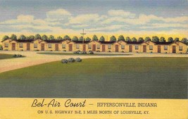 Bel Air Court Motel US 31 Jeffersonville Indiana linen postcard - £5.52 GBP