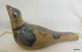 Vintage Hand Painted Bird with Feathers and Flowers Tonala Mexico ? 4.5&quot;... - £14.98 GBP