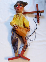 VTG Mexico Matador Puppet Hand painted face wood pottery clay fabric clothing - £35.56 GBP