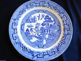 VTG Woods Ware Wood &amp; Sons England Cobalt Blue Willow Plate 9&quot; - £27.37 GBP