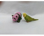 Lot Of (2) Parakeet And Pink Panda Bear 2&quot; Animal Toys - £16.81 GBP