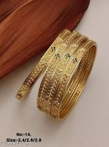 South Indian Women 4 Pcs Bangles/ Bracelet Gold Plated Fashion Wedding Jewelry - $34.44