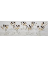 *N) Vintage Set of 8 Libbey Gold Floral Champagne Sherbet Pedestal Glasses - £23.34 GBP