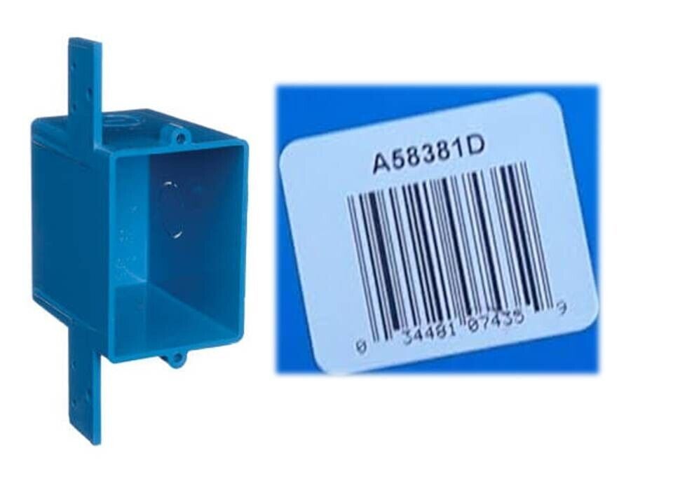 Carlon A58381D-CAR Outlet Box, 1-Gang, 3-Knockout, 1/2&#39;&#39; Knockout, PVC, ... - $6.93
