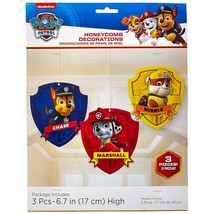 Adorable Paw Patrol Honeycomb Decorations - 6.7&quot; (Pack Of 3) - Perfect Party Sup - £10.44 GBP