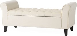 Christopher Knight Home Keiko Velvet Armed Storage Bench, Ivory - £149.47 GBP