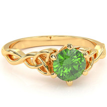 Celtic Trinity Knot Peridot Engagement Ring In 14k Yellow Gold - £318.88 GBP