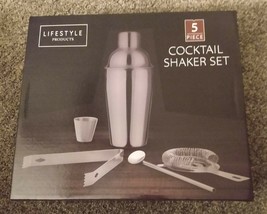 Bartender Kit Stainless Steel Cocktail Shaker Set -5 Piece  - £5.56 GBP