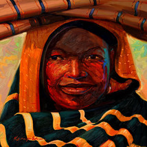 African Market Woman By Kanayo Ede. Giclee Print On Canvas. 24&quot; x 24&quot; - £123.93 GBP+
