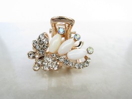 Small pearl and crystal butterfly gold hair claw clip bridal clip bridal - $8.95