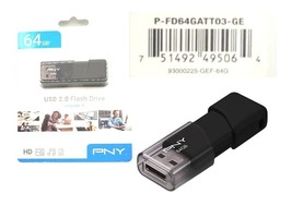Pny P-FD64GATT03-GE Attaché 64GB Usb 2.0 Flash Drive - Black - £9.32 GBP