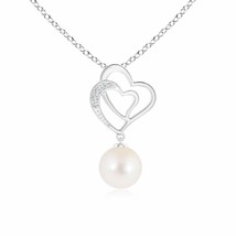 ANGARA 8mm Freshwater Pearl Entwined Heart Pendant Necklace in Silver for Women - £125.49 GBP+