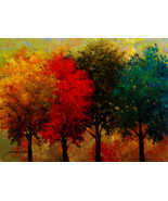  Four seasons trees by Kanayo Ede. Giclee print on canvas. 22" x 30" - $190.00