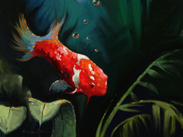 Koi by Kanayo Ede. Giclee print on canvas. 24&quot; x 30&quot; - $190.00