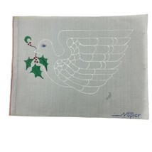 Napier Color Hand Printed Needlepoint Canvas Dove Bird Christmas Holly Berry - £19.26 GBP