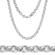 Unique Italian 925 Silver Rhodium Open Circle Cable Link Chain Necklace 1.7mm - £32.14 GBP