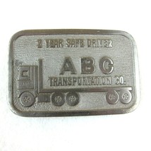 Vintage ABC Transportation Co Belt Buckle Silvertone Metal Truck Driver Trucking - £15.97 GBP