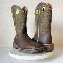Capitan Mens Brown Cowboy Boots Size 11.5 D Talladega Square Toe Leather... - $148.50