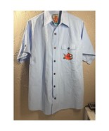 Pirana Joe Button Down Blue Cotton Shirt Routan Piranha Size Large Large - $717.44 MXN