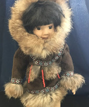 Arctic Circle Ent Anchorage Alaska Plush Authentic Eskimo Doll With Coat 12 Inch - £9.76 GBP