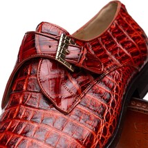 Rovigo Genuine Caiman Crocodile Monk Strap Shoes Rustic Cognac image 3