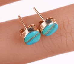 Vintage 14k Zuni carved turquoise earrings - $241.56