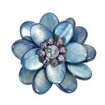 Blue Mother of Pearl Sweet Azalea Floral Pin-Brooch - £15.68 GBP