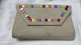 &quot;&quot;FAUX SUEDE CLUTCH PURSE WITH BUTTON ACCENTS&quot;&quot; - NWT - GREAT GIFT IDEA - $12.89