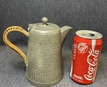 Antique Malayan Pewter hammered teapot, woven rattan handle - £24.80 GBP