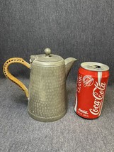 Antique Malayan Pewter hammered teapot, woven rattan handle - $31.68