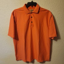 Tri-Mountain Gold Monogram Polo Shirt Men's Large Orange Double-Ply Cotton Shirt - $16.45