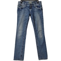 ReRock Women Jeans Size 4 Blue Stretch Skinny Preppy Embroidered Rhinestone Zip - £17.67 GBP