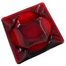 Vintage Anchor Hocking Glass Ashtray Royal Ruby Red Square 3 1/2&quot; - $14.84