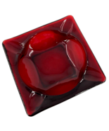 Vintage Anchor Hocking Glass Ashtray Royal Ruby Red Square 3 1/2&quot; - £11.60 GBP
