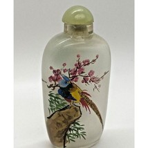 Antique Chinese Reverse Hand Painted BIRD CHERRY BLOSSOMS Bamboo Snuff B... - £41.10 GBP