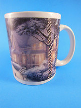 Festive 2008 Thomas Kinkade Hometown Christmas Memories Snow Coffee Cup Mug  - £6.28 GBP