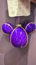 Disney Parks Mickey Mouse Shape Purple Embellished Ornament NEW image 2