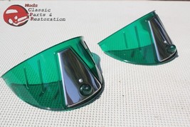 Green Headlamp Light Bulb Visors Custom Car Truck 7&quot; With Stainless Trim New - $22.61