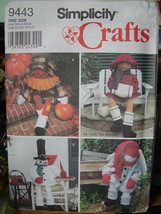 Pattern 9443 Seasonal Porch Sitters Dolls - Girl, Snowman, Pumpkin Man, ... - $5.00