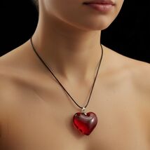 Women Necklace Musemet Red Heart Choker Necklace Adjustable - $7.42
