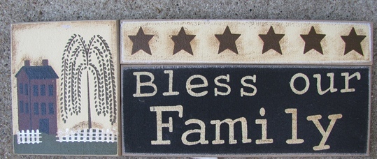  GJHA0555B-Bless our Family  Primitive Wood Sign  - $13.95