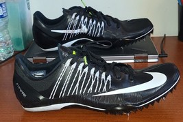 Nike Zoom Flywire Black/White metal cleats Men&#39;s 11.5N. Racing Spirit Track Shoe - £31.38 GBP