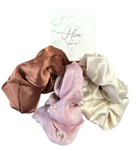 Set of 3 Hive and Co Scrunchie - Scrunchies Brown, Pink &amp; Gold  #479830 - £3.94 GBP