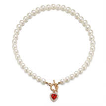 Crystal &amp; Pearl 18K Gold-Plated Beaded Heart Pendant Necklace - £11.35 GBP