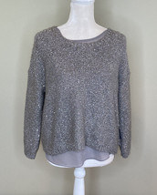 Jennifer lopez NWT $58 women’s gilded glamour sweater Size S Grey L4 - £12.47 GBP