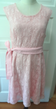 Maternity N Beyond Womens XL Sleeveless Empire Waist Pink Lace Sash Midi... - $15.79