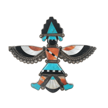 Large 40&#39;s-50&#39;s Bowman Paywa Zuni Inlaid Knifewing pin - $1,569.65