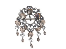 Antique Norwegian Solje 830 silver mirrors wedding brooch pin - $227.70