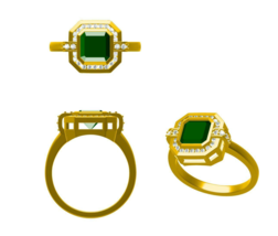 18k or Jaune Plaqué 2Ct Lab-Created Vert Émeraude &amp; Anneau Fiançailles Diamant - $82.32