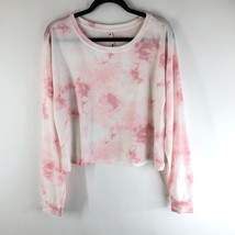 Cozy Rozy Womens Lightweight Sweatshirt Cropped Pullover Tie Dye Pink Wh... - £10.06 GBP